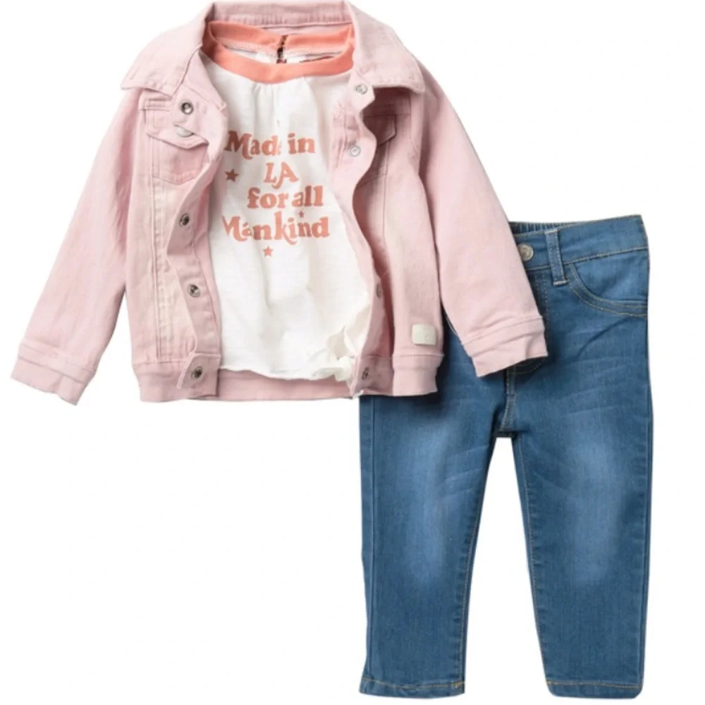 7 For All Mankind 3 Piece Denim Jacket Set 12 Months NEW
